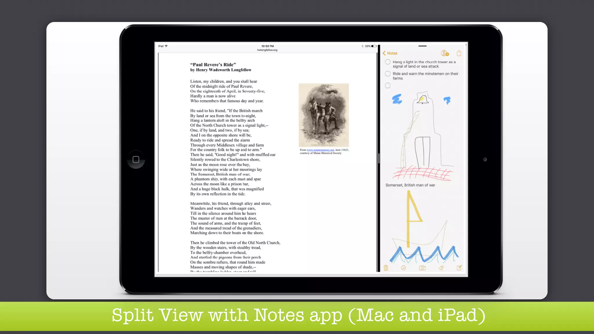 Split View with Notes app (Mac and iPad)
 