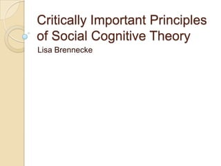 Critically Important Principles
of Social Cognitive Theory
Lisa Brennecke
 