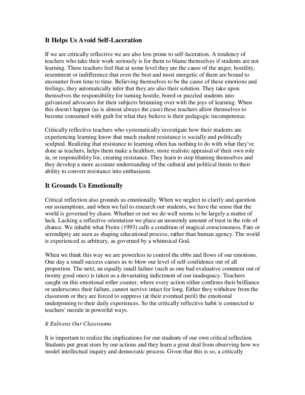 Becoming a critically reflective teacher pdf picture