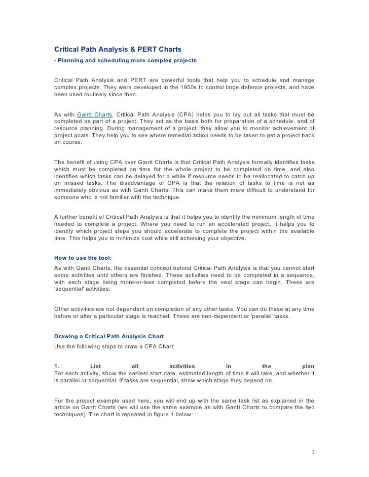 critical path analysis activity charts help analyze