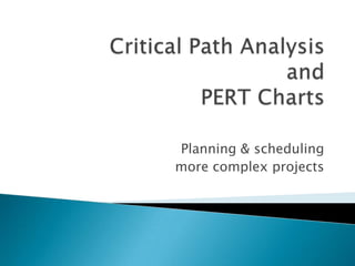 Planning & scheduling
more complex projects
 