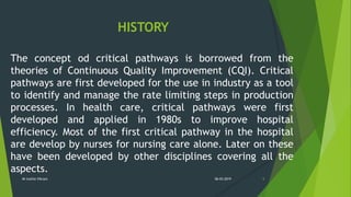 CRITICAL PATHWAY FOR NURSING ADMINISTRATION. | PPTX