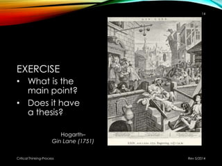 EXERCISE
• What is the
main point?
• Does it have
a thesis?
Rev 5/2014Critical Thinking-Process
14
Hogarth–
Gin Lane (1751)
 
