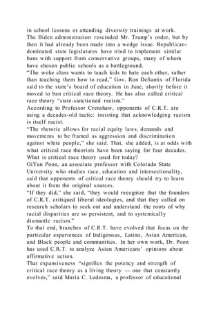 Critical Race Theory A Brief HistoryHow a complicated and expan | PDF