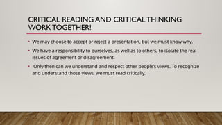 Critical Reading in Academic Writing Psychology | PPTX