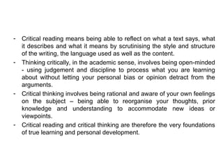 Critical Reading and Writing-Introduction | PPT