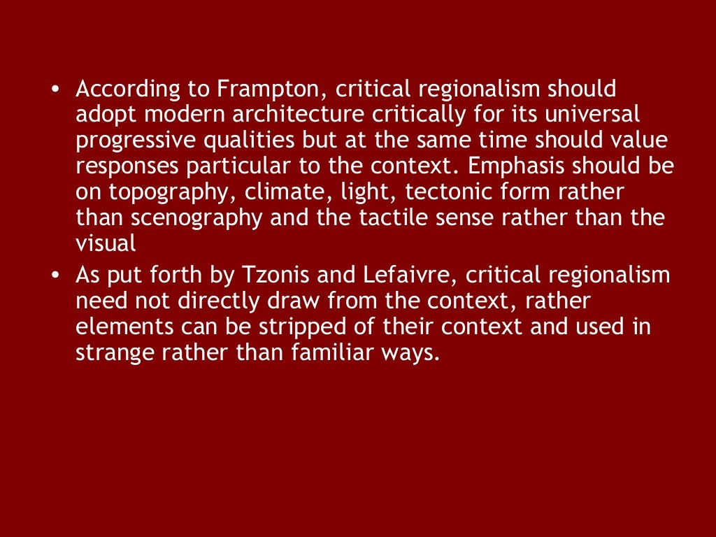 Critical regionalism new