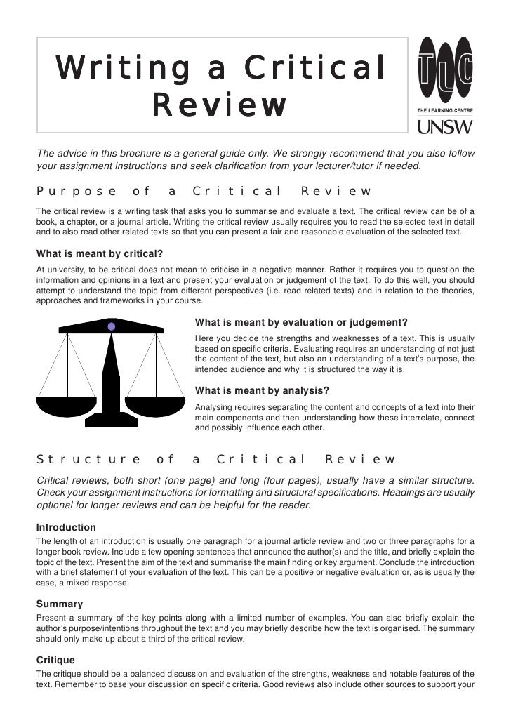 critical review of an academic article
