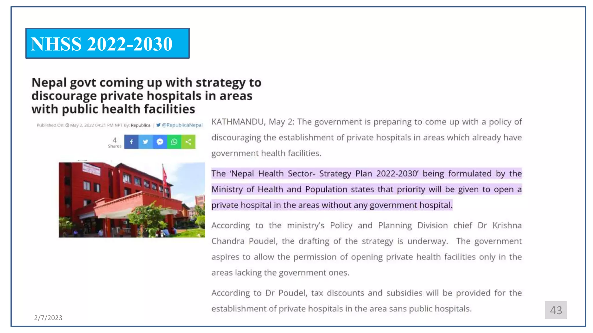 2/7/2023
NHSS 2022-2030
43
 