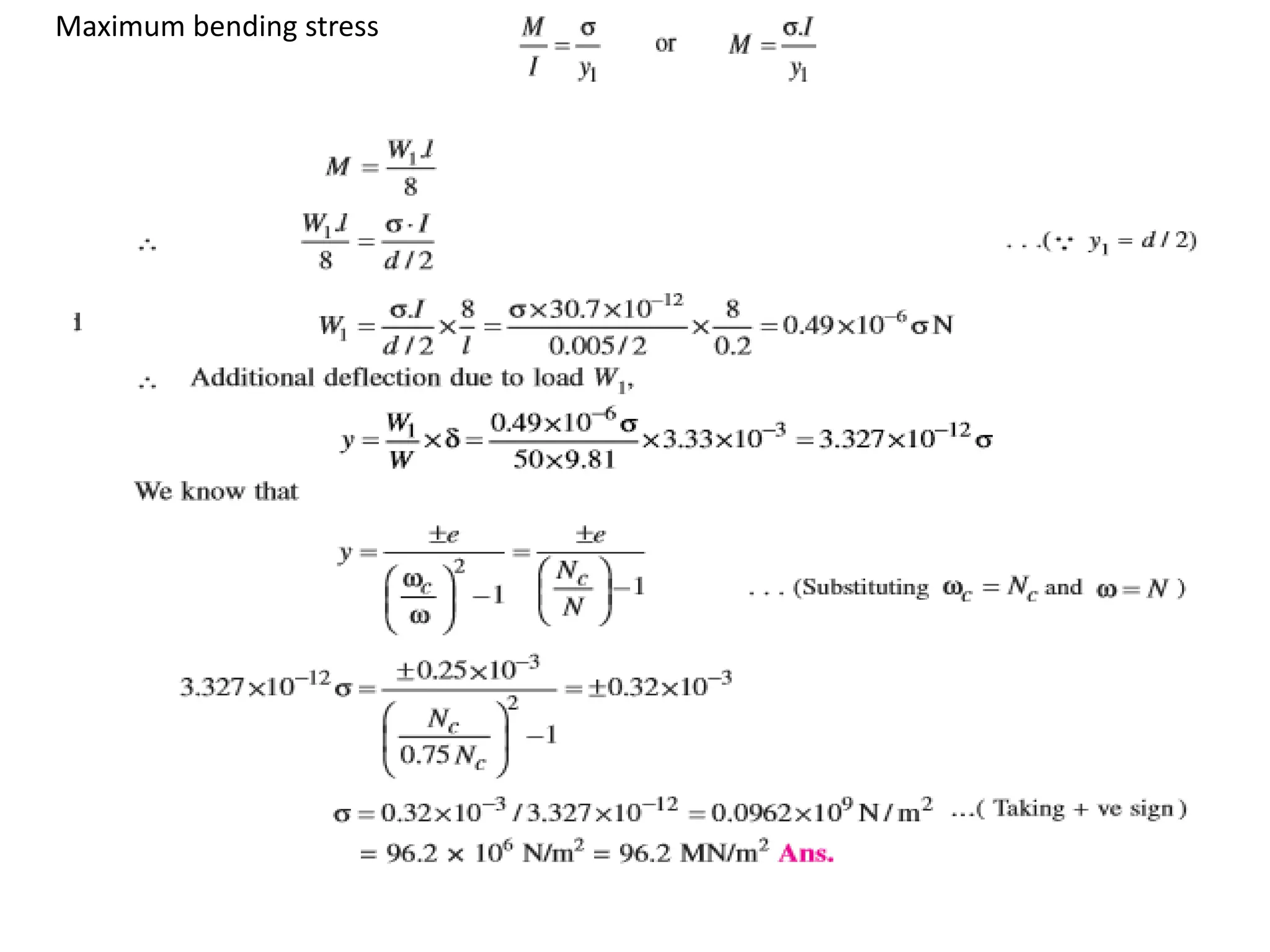 Maximum bending stress