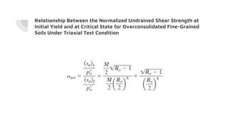 Relationship Between the Normalized Undrained Shear Strength at
Initial Yield and at Critical State for Overconsolidated Fine-Grained
Soils Under Triaxial Test Condition
 
