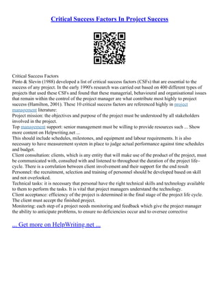 Critical Success Factors | PDF