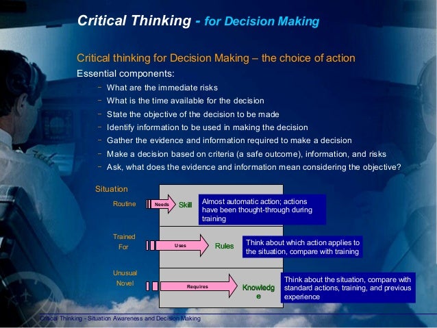 Critical thinking optimal course of action