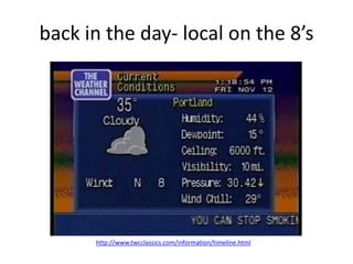 back in the day- local on the 8’s
http://www.twcclassics.com/information/timeline.html
 