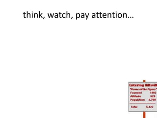 think, watch, pay attention…
 