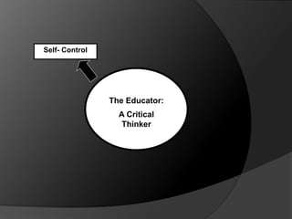 The Educator:
A Critical
Thinker
Self- Control
 