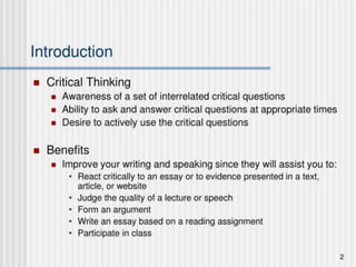 Critical thinking | PPTX