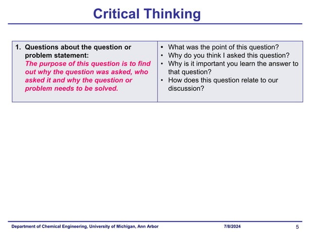 Critical thinking presentation on Engineering | PPT