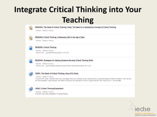 Integrate Critical Thinking into Your
Teaching
 