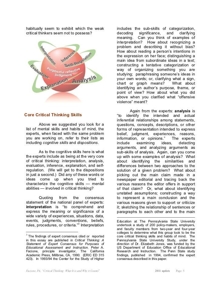 reading & critical thinking facione Critical thinking: an overview also based on: critical thinking: what it is and why it counts by peter facione teaching pigs to sing: an experiment in bringing critical thinking to the masses by harriet hall a. reading & critical thinking facione Critical thinking: an overview also based on: critical thinking: what it is and why it counts by peter facione teaching pigs to sing: an experiment in bringing critical thinking to the masses by harriet hall a.