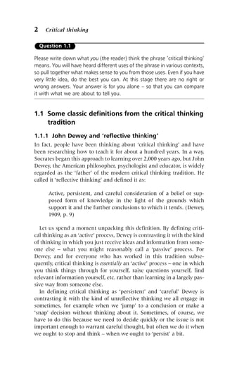 Critical thinking a fisher | PDF
