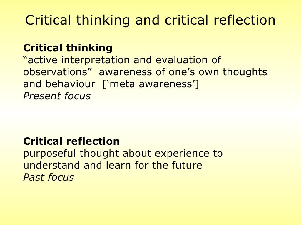 reflection on critical thinking skills