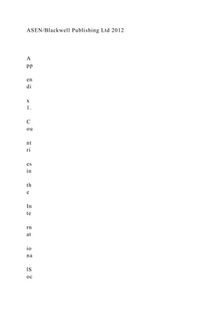 ASEN/Blackwell Publishing Ltd 2012
A
pp
en
di
x
1.
C
ou
nt
ri
es
in
th
e
In
te
rn
at
io
na
lS
oc
 