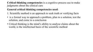 Critical Thinking and Nursing Judgment (nursing proce in critical ...