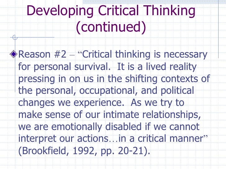 Critical Thinking And The Adult Learner