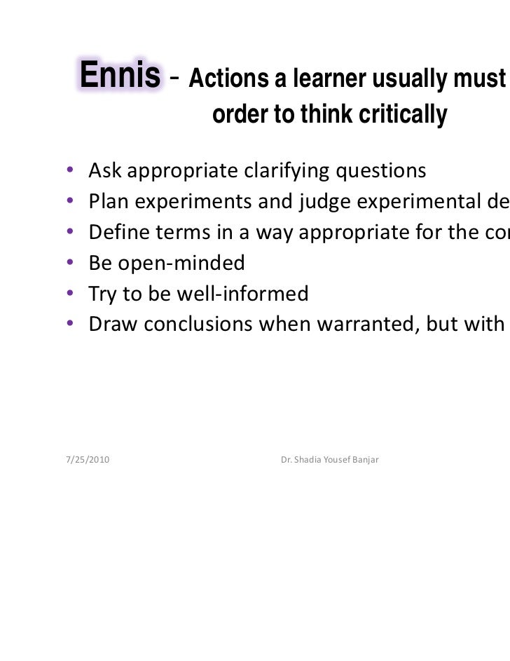ennis critical thinking definition ennis critical thinking definition
