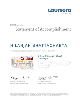 Critical Thinking Certificate