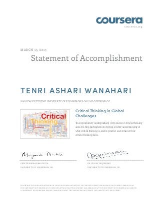 critical thinking in global challenges coursera