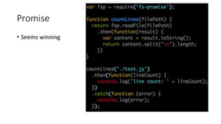 Promise
• Seems winning
 