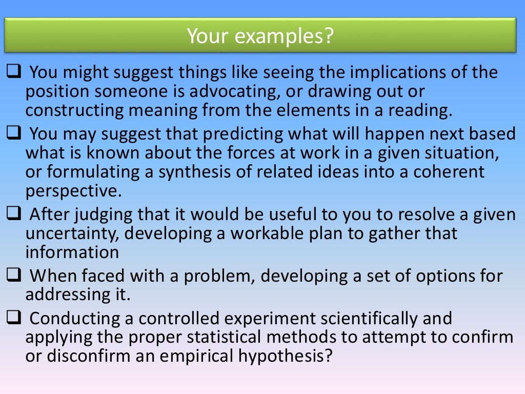Examples of critical thinking skills image