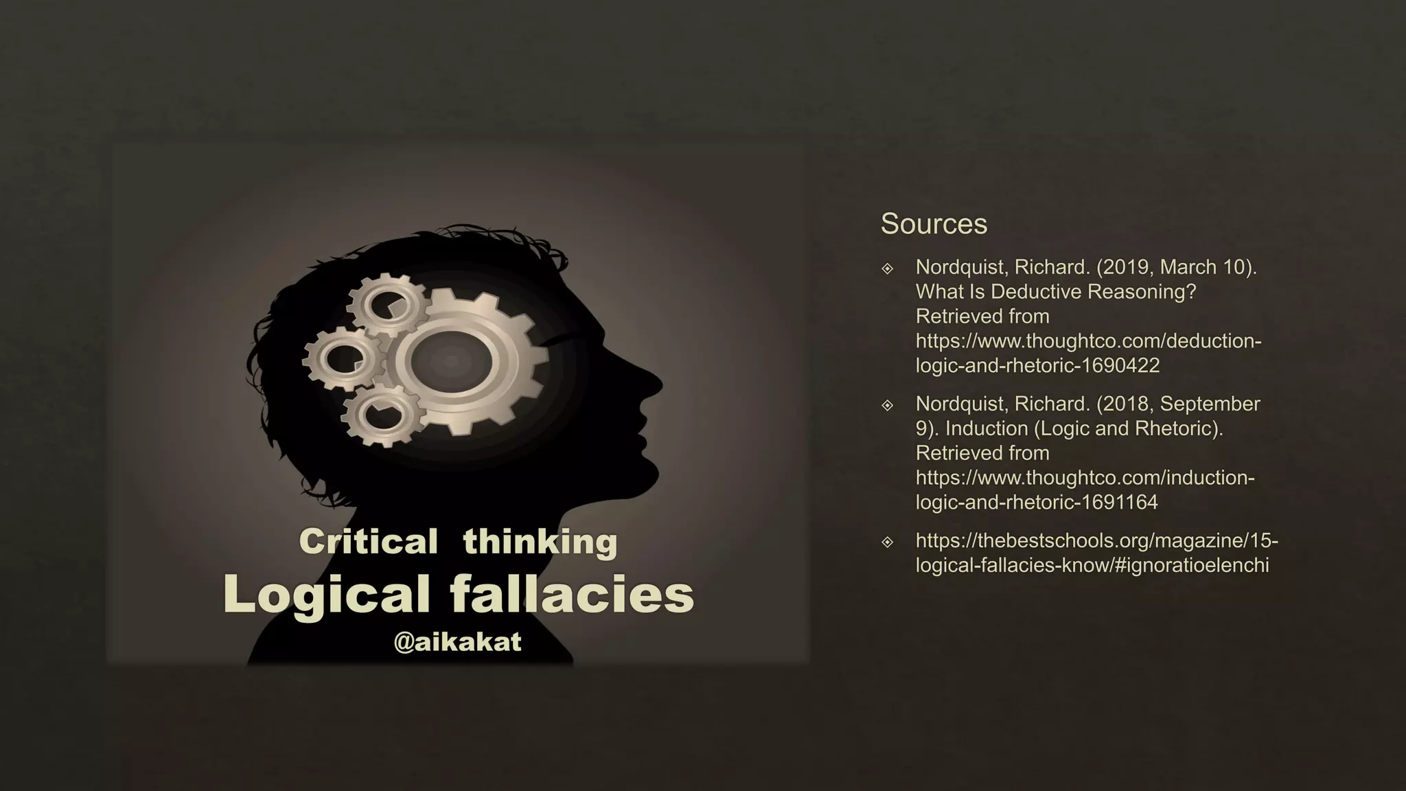 Critical thinking Logical Fallacies  t