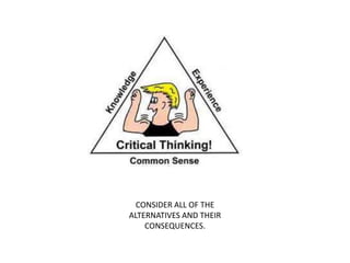 CONSIDER ALL OF THE
ALTERNATIVES AND THEIR
    CONSEQUENCES.
 