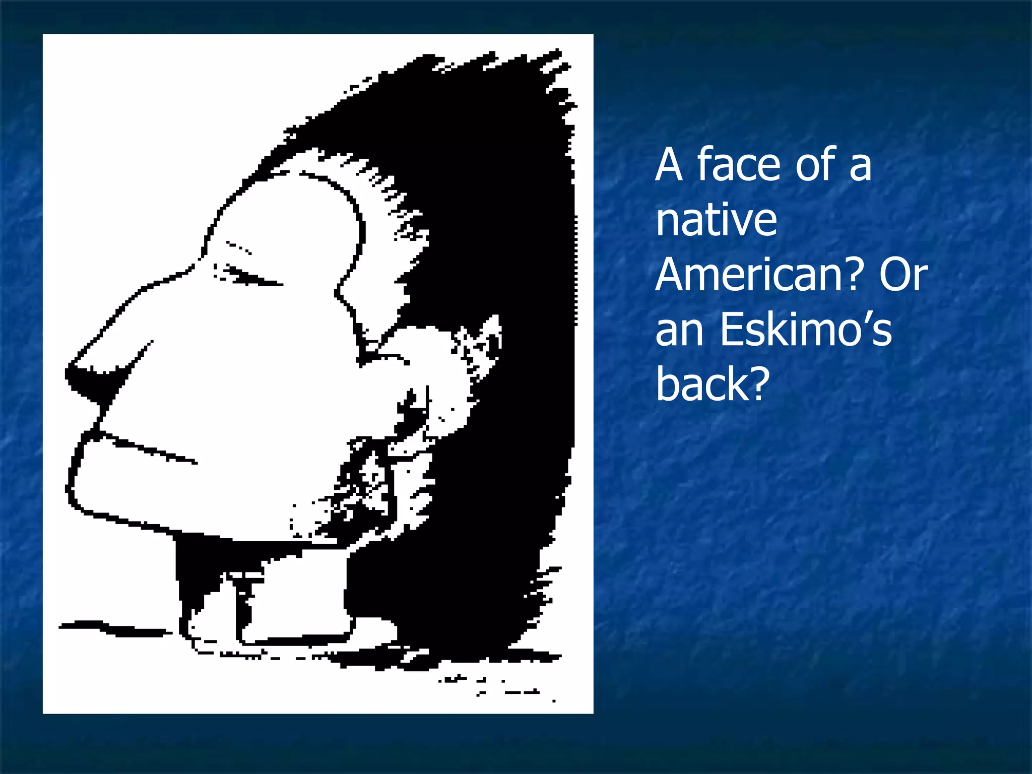 A face of a native American? Or an Eskimo’s back? 