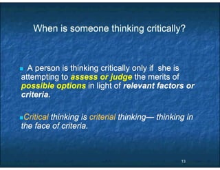 Judging Critical Critical thinking presentation | PDF
