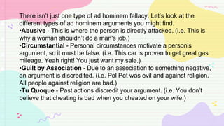 Ad hominem and Appeal to authority Fallacies | PPTX