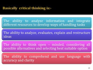 Critical thinking skill –learn to think– tips and techniques to develop cts