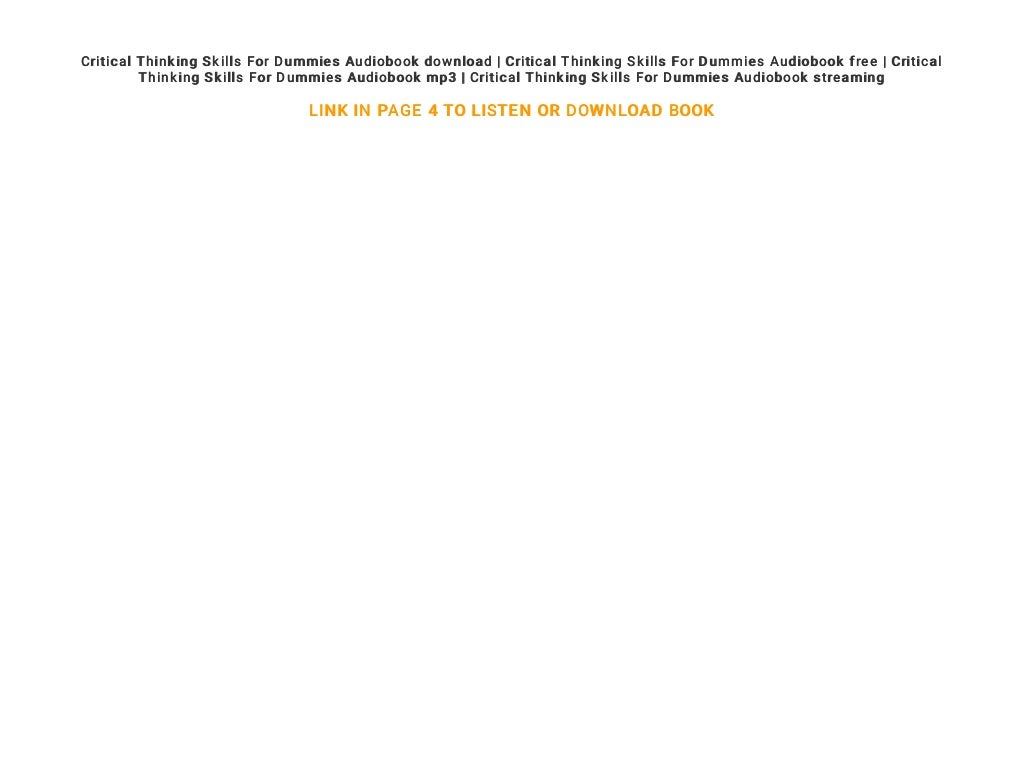 Critical Thinking Skills For Dummies Audiobook Download Free Critic 