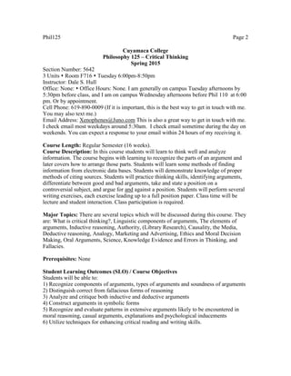 Critical Thinking syllabus | PDF