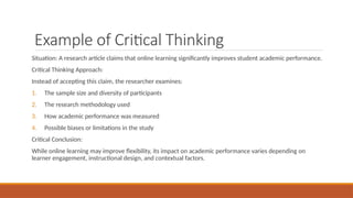 Critical Thinking, Synthesis, and Literature Review Strategies | PPTX