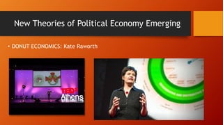 New Theories of Political Economy Emerging
• DONUT ECONOMICS: Kate Raworth
 