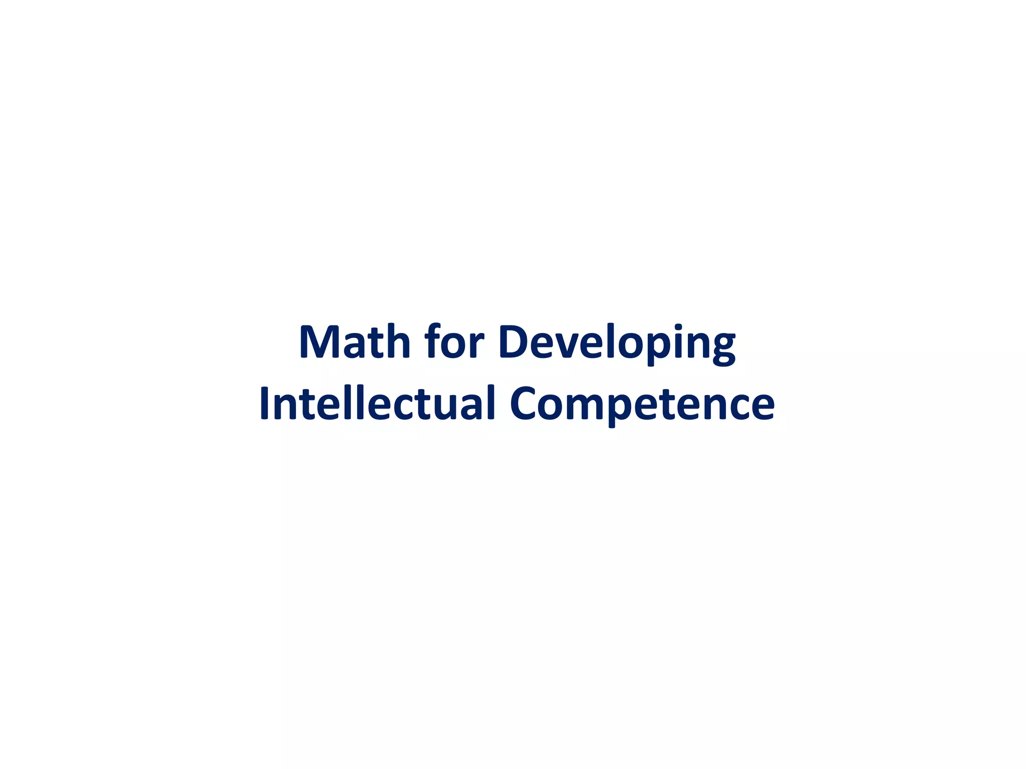 Math for Developing Intellectual Competence