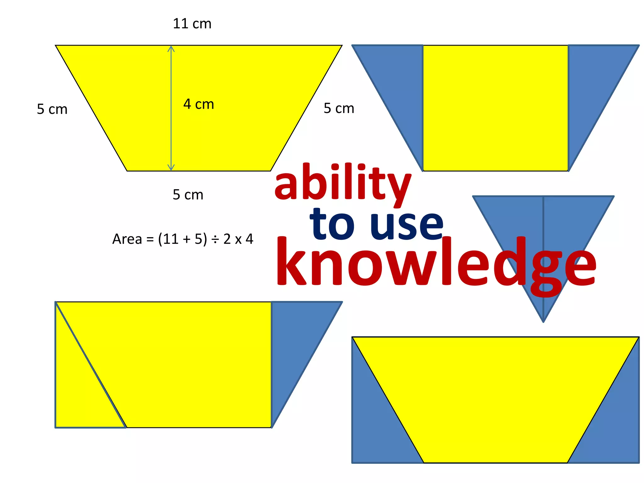 11 cm4 cm5 cm5 cmto use5 cmability        knowledgeArea = (11 + 5) ÷ 2 x 4