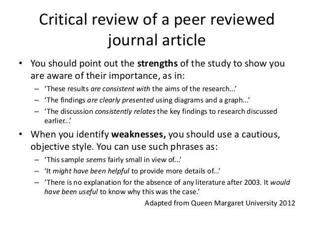 How to write a critical analysis of a journal article