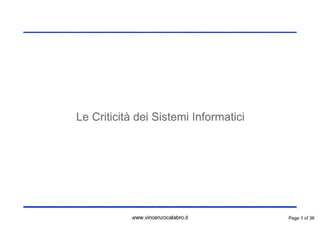 Criticita Sistemi Informatici