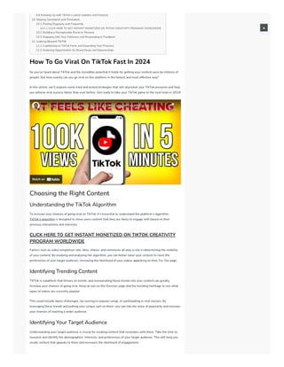 How To Go Viral On TikTok Fast In 2024 | PDF