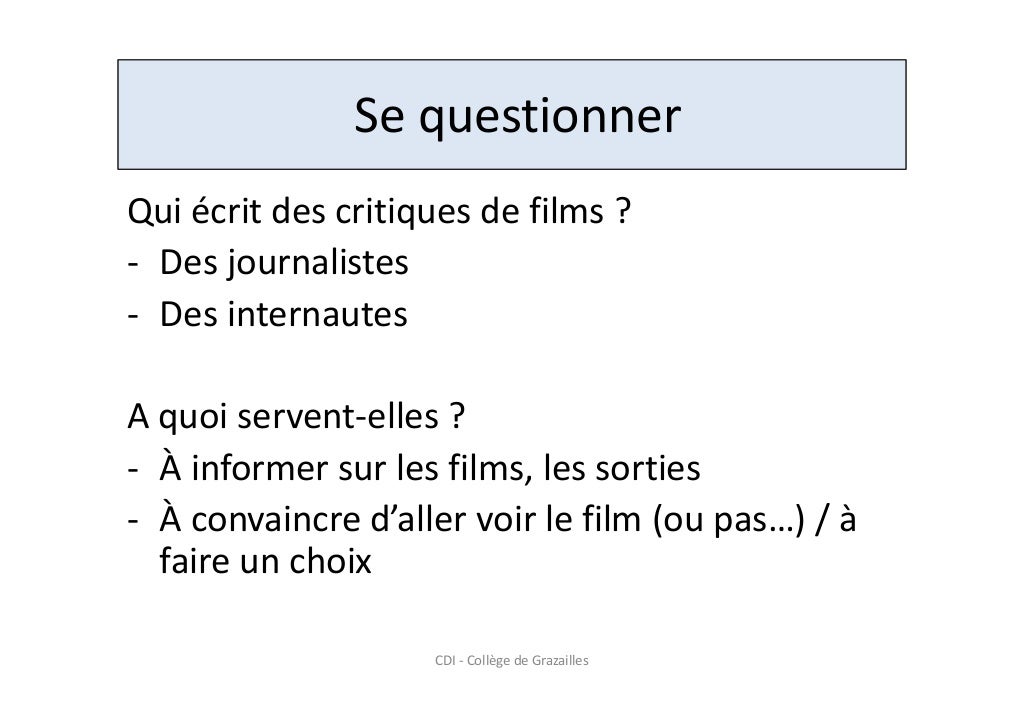 Ecrire une critique de film